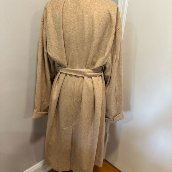 NWOT POLO Ralph Lauren Women Sz16 Wool Blend Camel Belted Open Front Trench Coat - Picture 6 of 16
